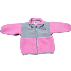 The North Face Infant Pink Grey Denali Fleece Full Zip Jacket 0-3M NF0A7WML